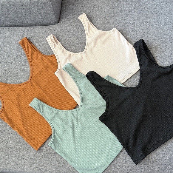4 pc Solid Color Ribbed Tank Tops - Picture 7 of 7